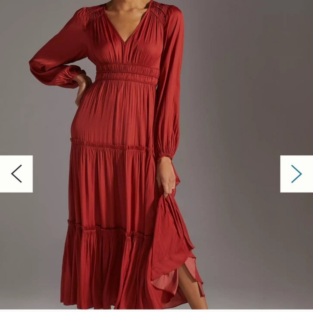 Anthropologie maxi dress rust color